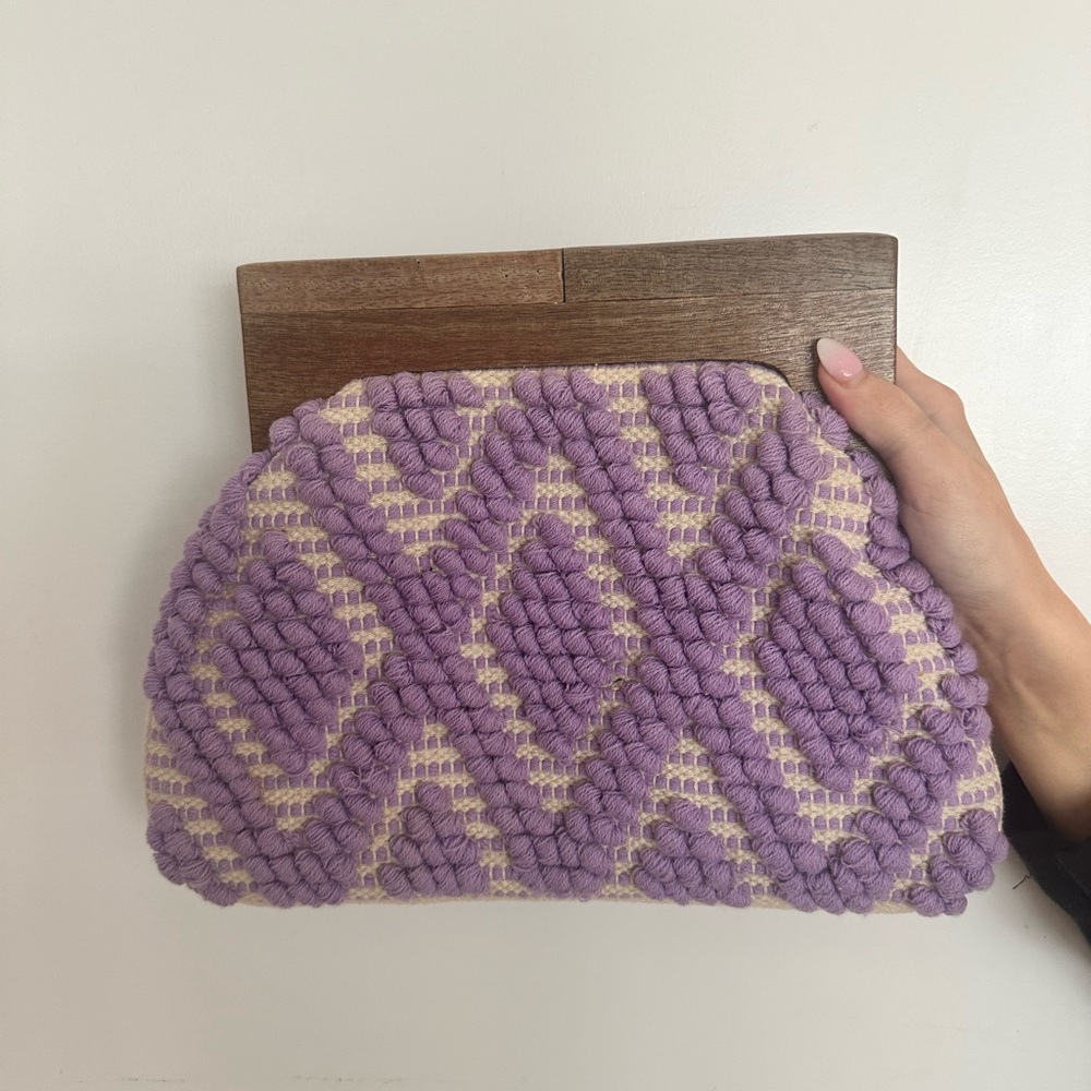 Purple and Cream Textured Clutch